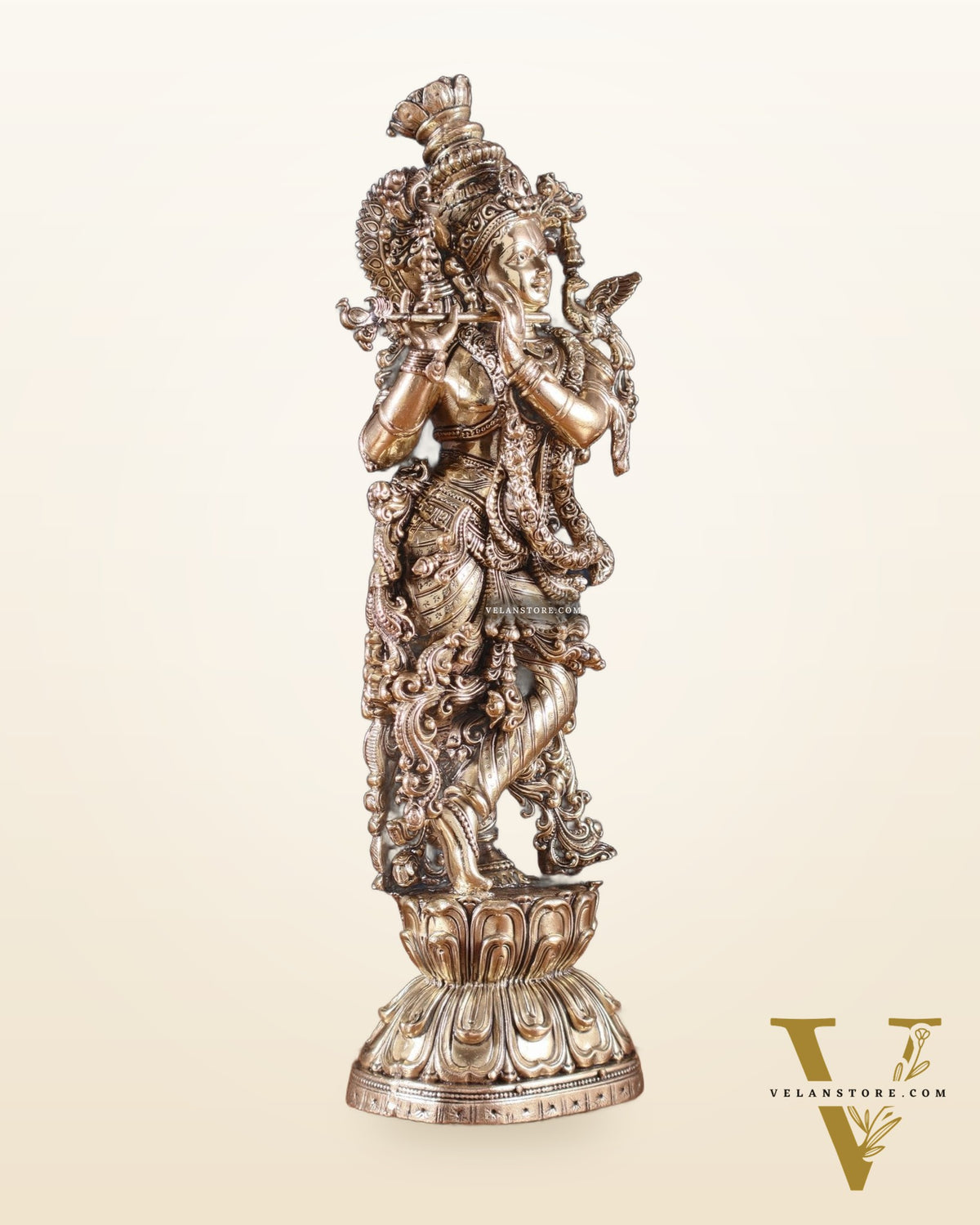 Superfine Brass Krishna Idol – 9.5” Height