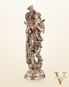 Superfine Brass Krishna Idol – 9.5” Height