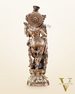 Superfine Brass Krishna Idol – 9.5” Height