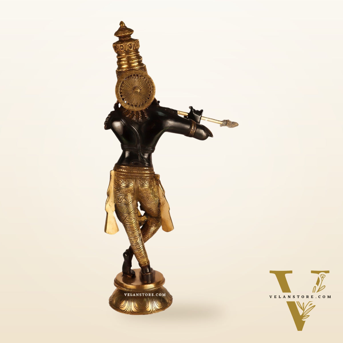 Superfine Brass Krishna Idol Black and Golden Finish |  23 Inch