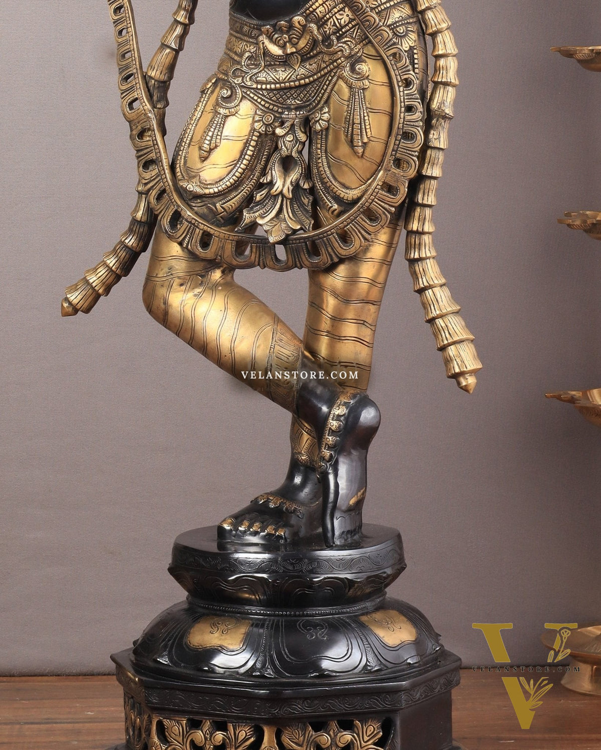 Superfine Brass Krishna Sculpture - 45 Inch Black edition