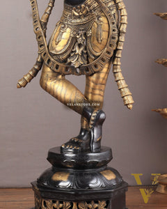 Superfine Brass Krishna Sculpture - 45 Inch Black edition