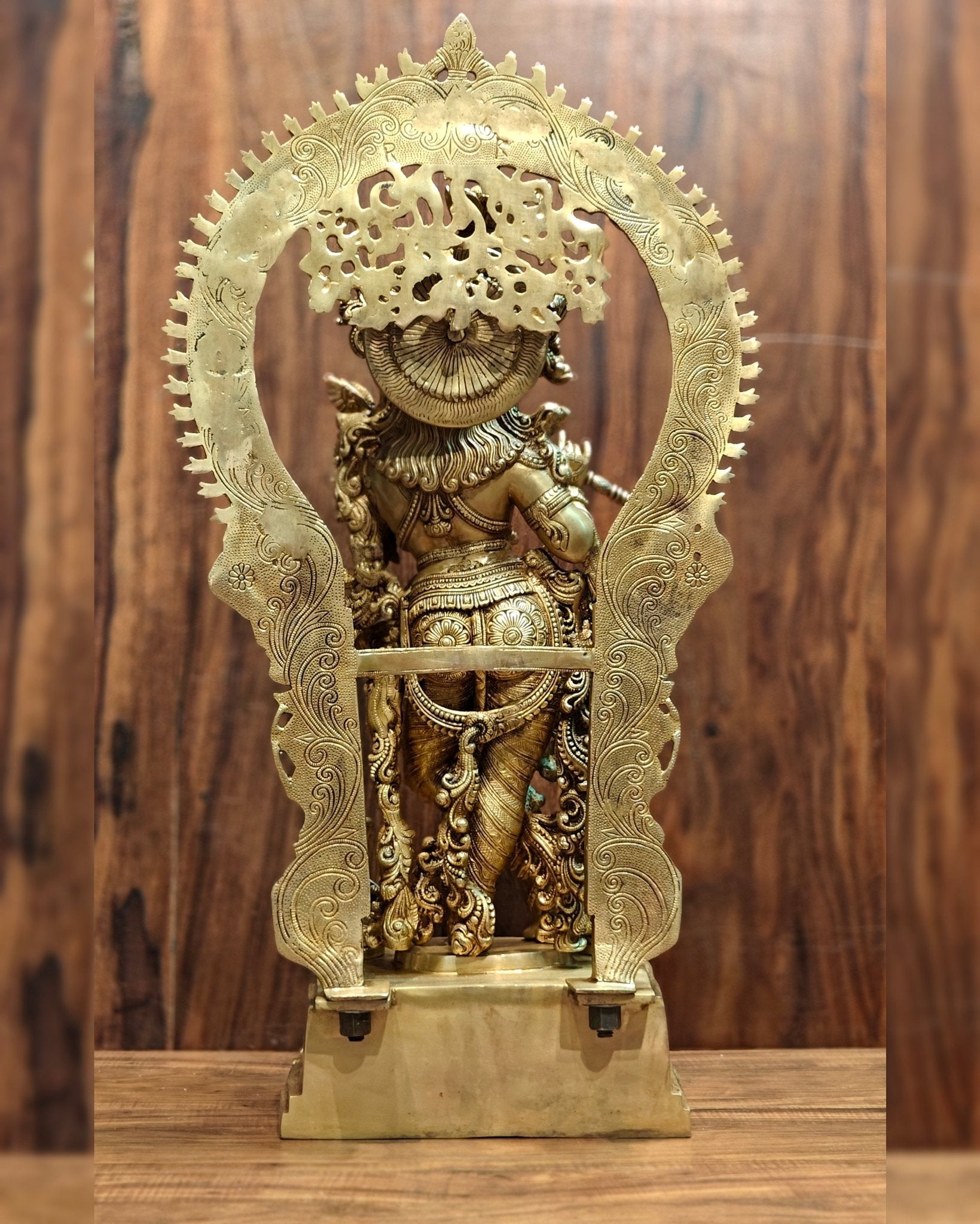 Superfine Brass Krishna Statue | Embossed Prabhaval 32"