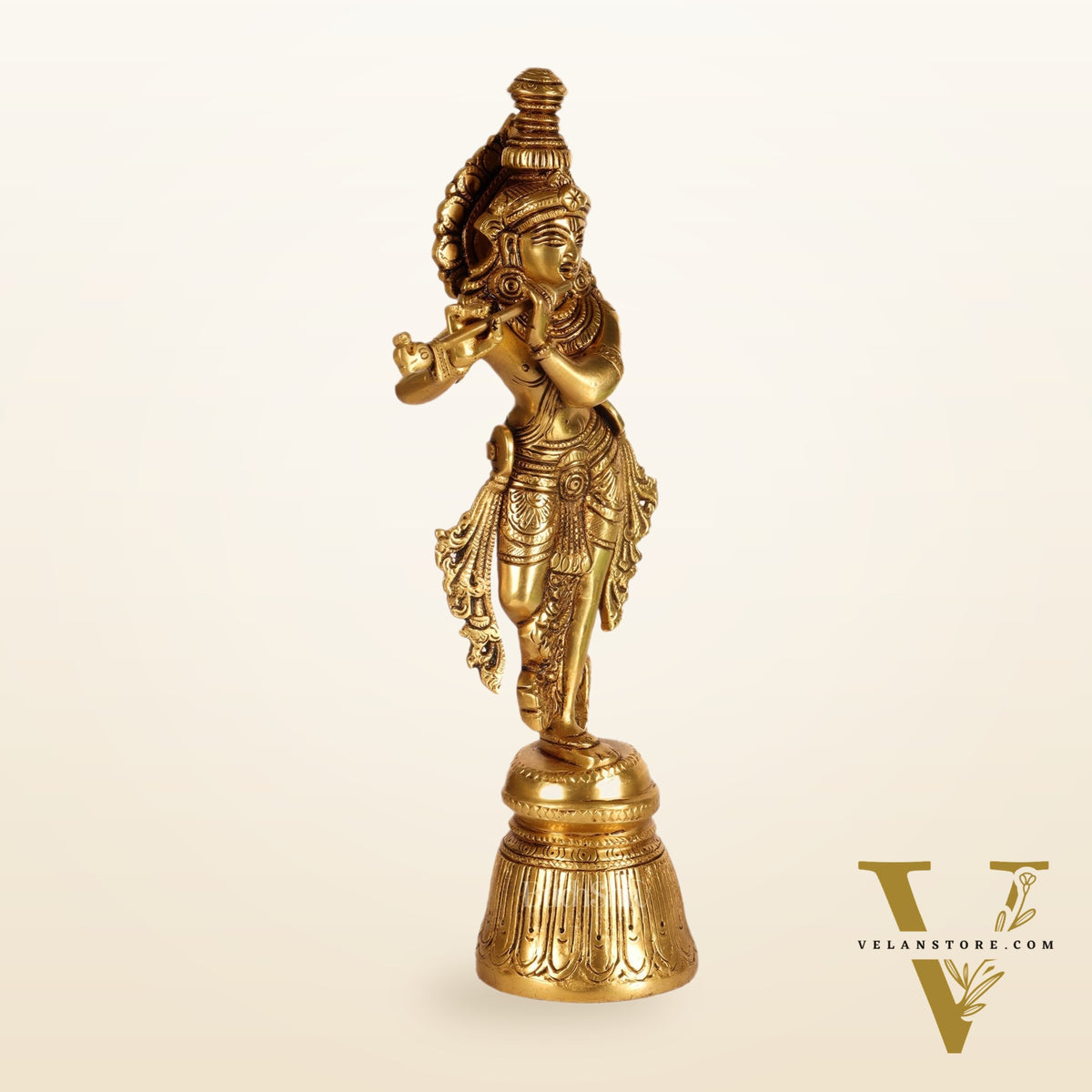 Superfine Brass Krishna Statue | Height 11 Inch