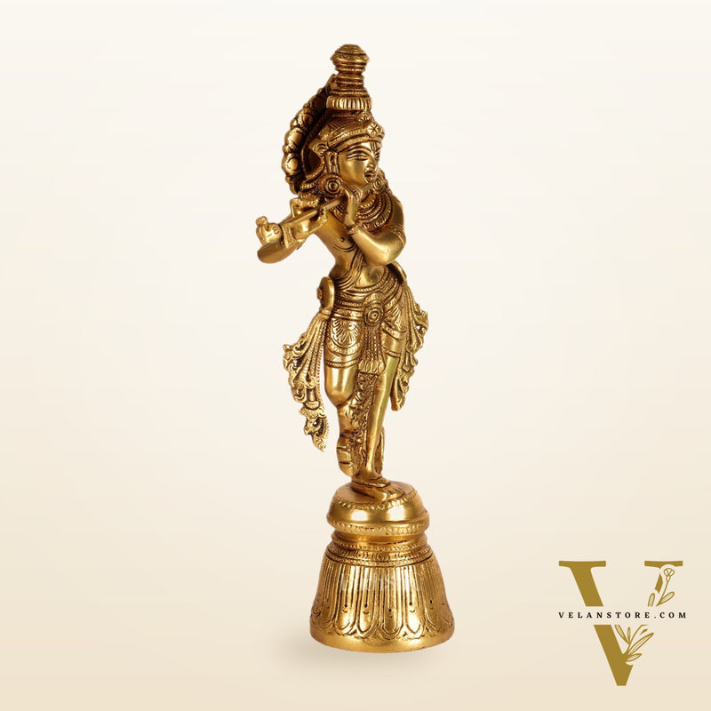 Superfine Brass Krishna Statue | Height 11 Inch