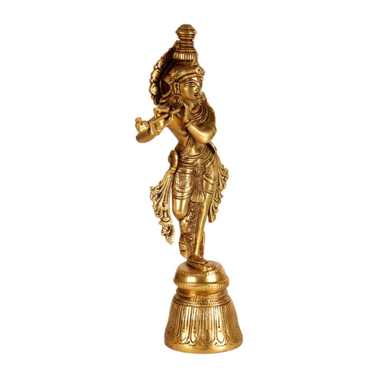 Superfine Brass Krishna Statue | Height 11 Inch