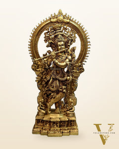 Superfine Brass Krishna Statue with Arch 32"