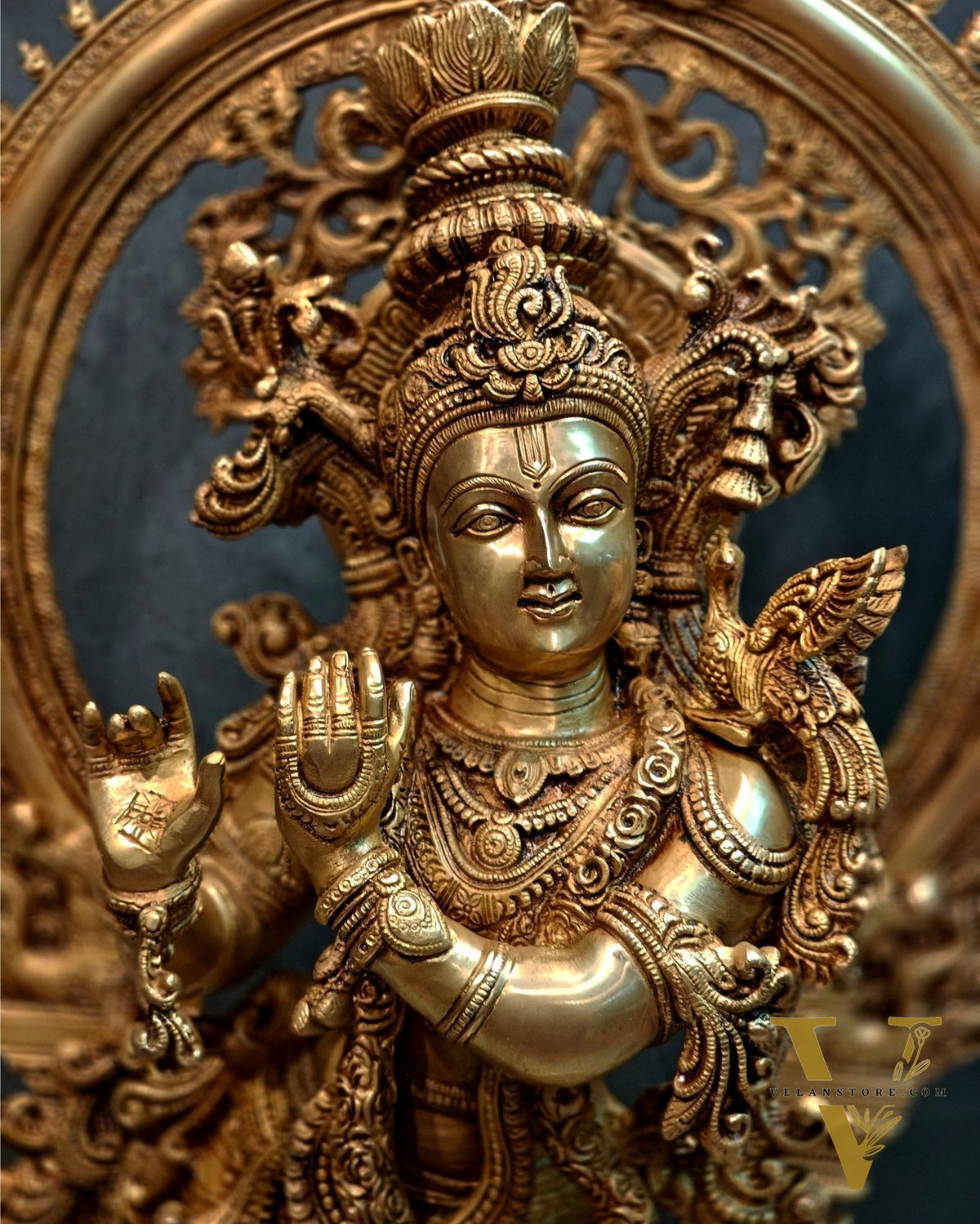 Superfine Brass Krishna Statue with Arch 32"
