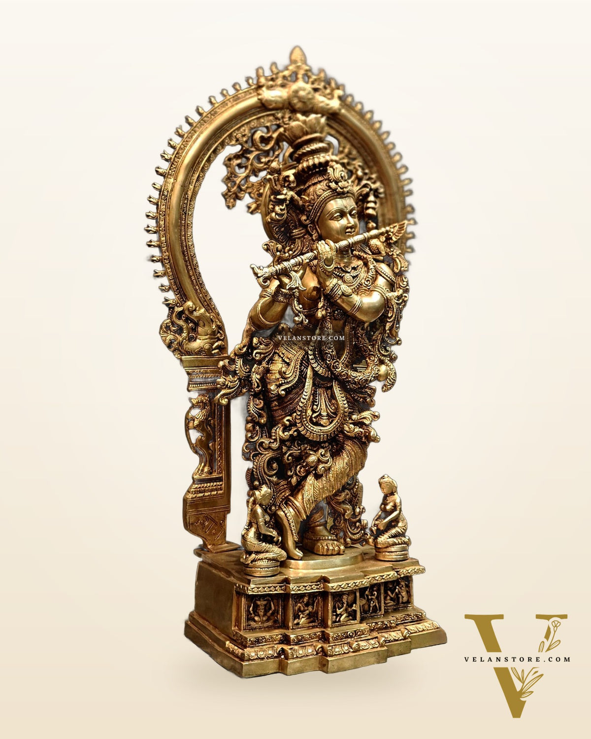 Superfine Brass Krishna Statue with Arch 32"