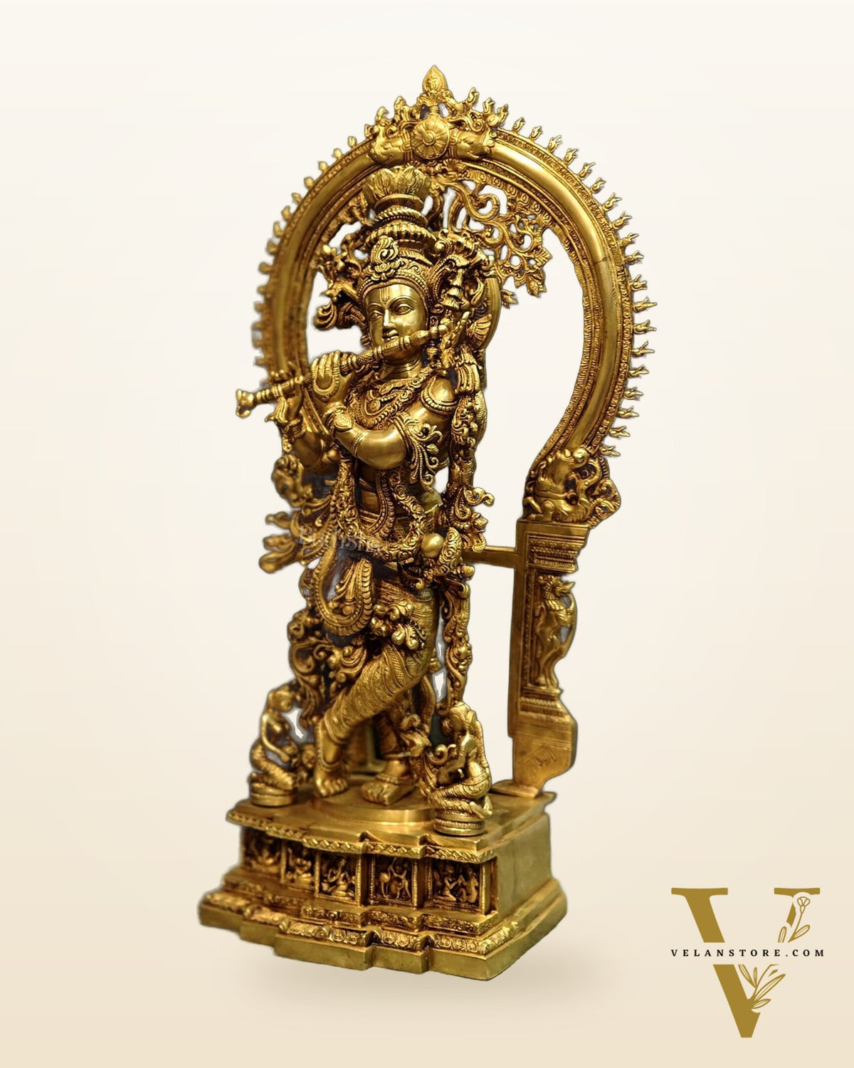Superfine Brass Krishna Statue with Arch 32"