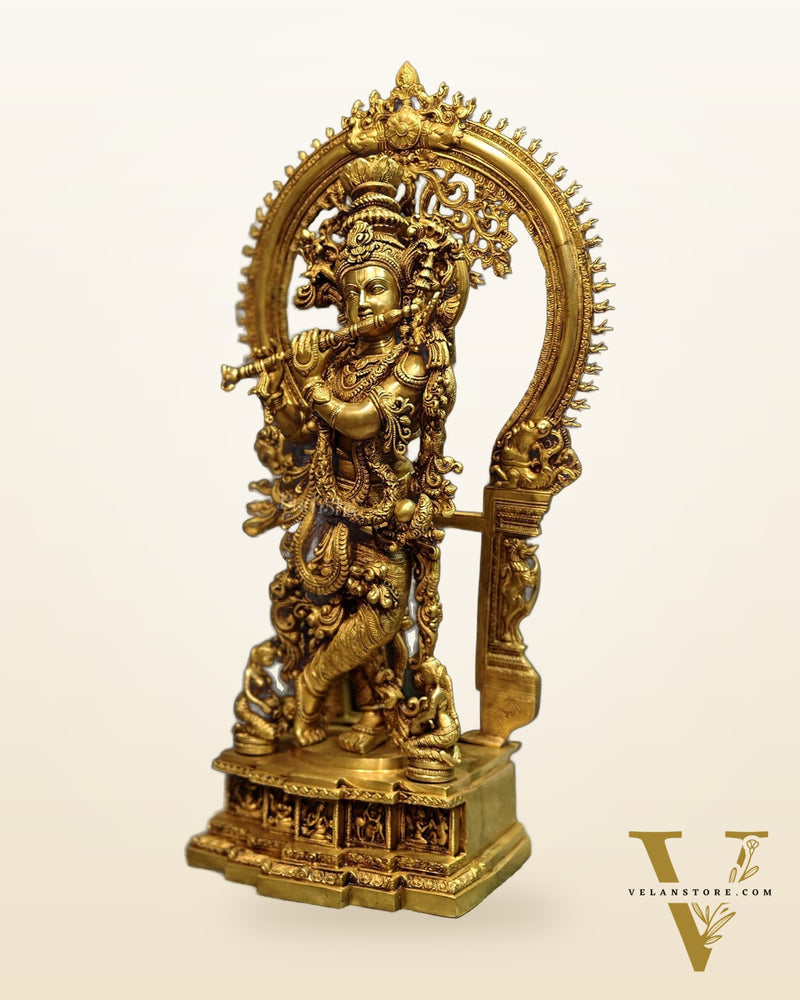 Superfine Brass Krishna Statue with Arch 32"