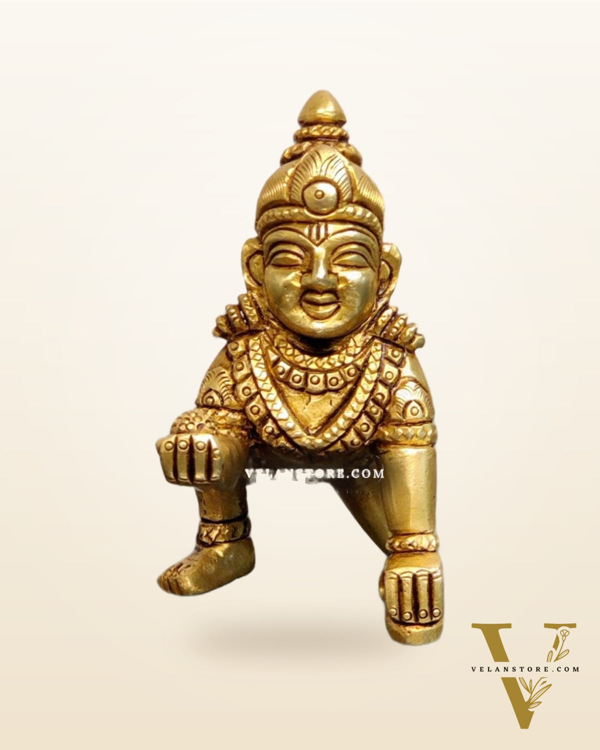 Superfine Brass Ladoo Gopal Krishna Idol | Baby Form | Height 3 inch
