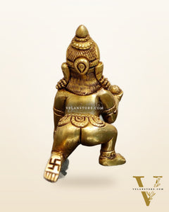 Superfine Brass Ladoo Gopal Krishna Idol | Baby Form | Height 3 inch