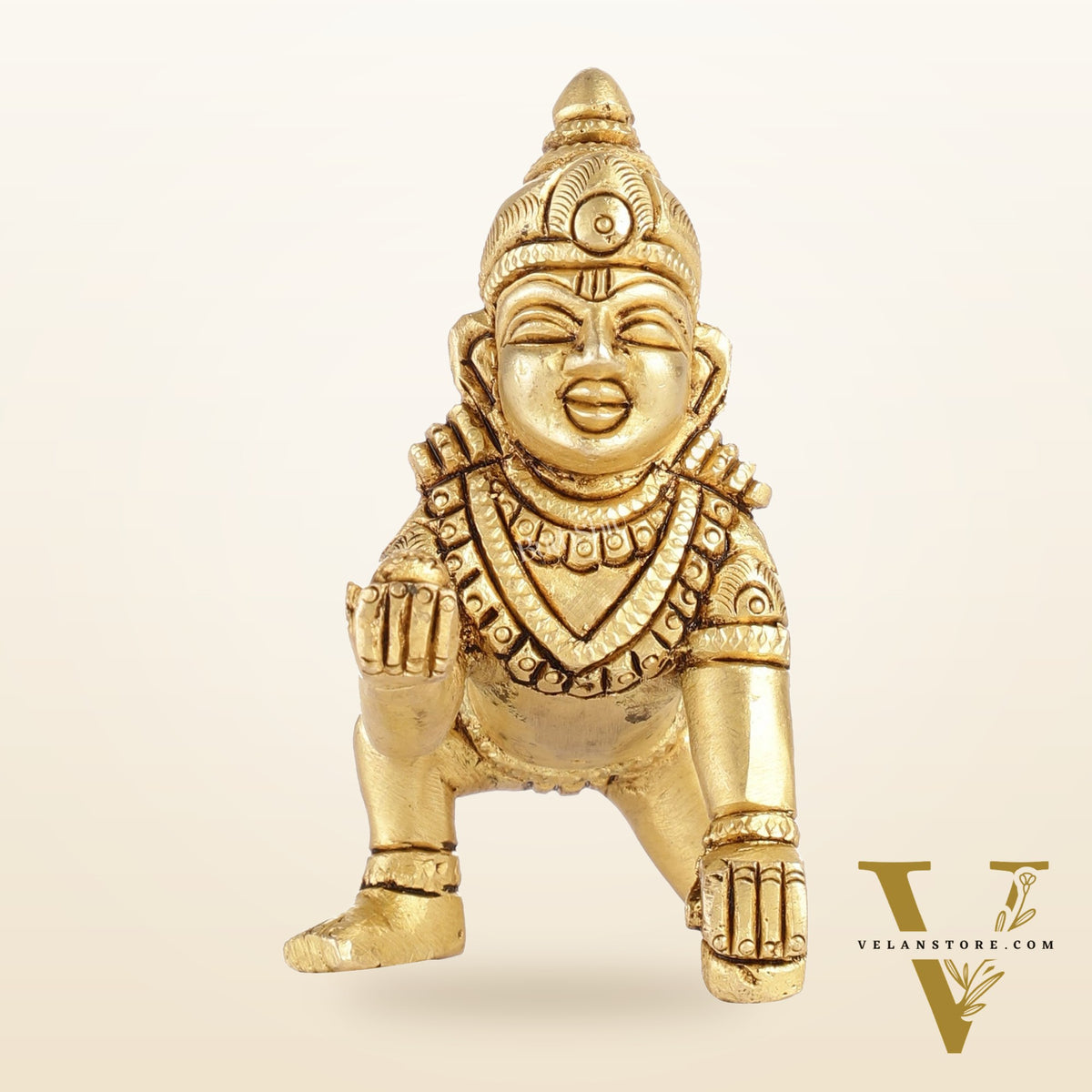 Superfine Brass Ladoo Gopal Krishna Idol | Baby Form | Height 3 Inch