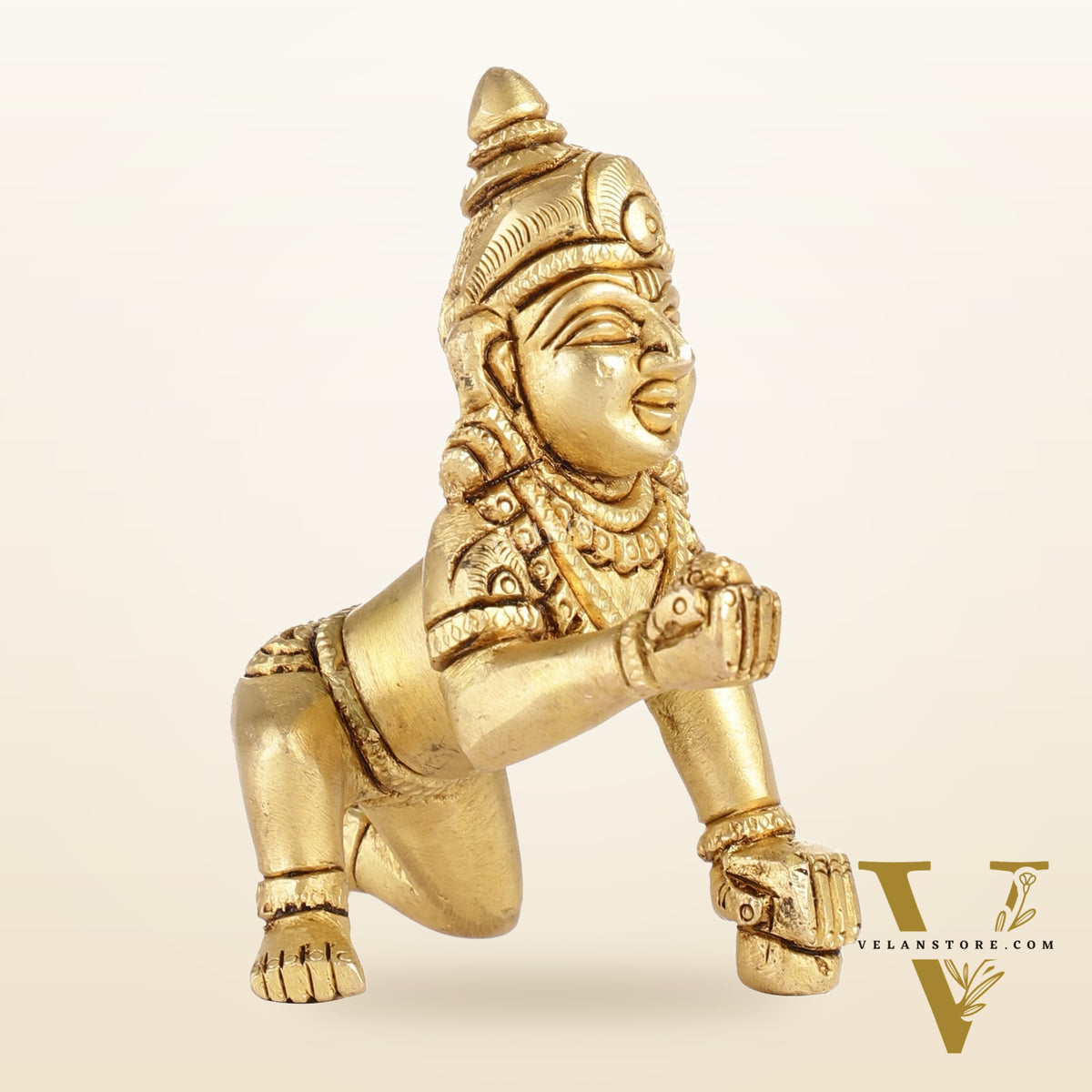 Superfine Brass Ladoo Gopal Krishna Idol | Baby Form | Height 3 Inch