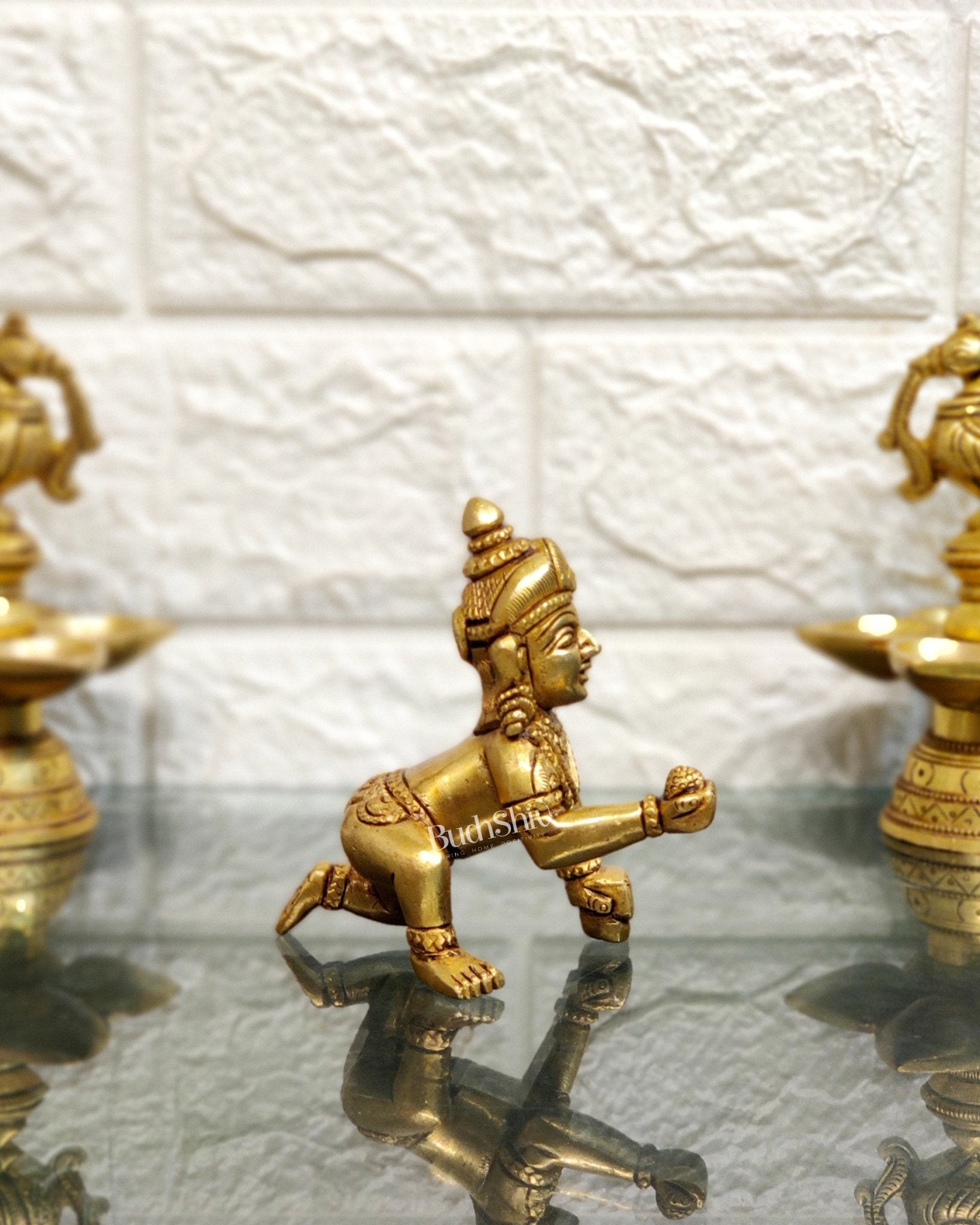 Superfine Brass Ladoo Gopal Krishna Idol | Baby Form | Height 3 inch