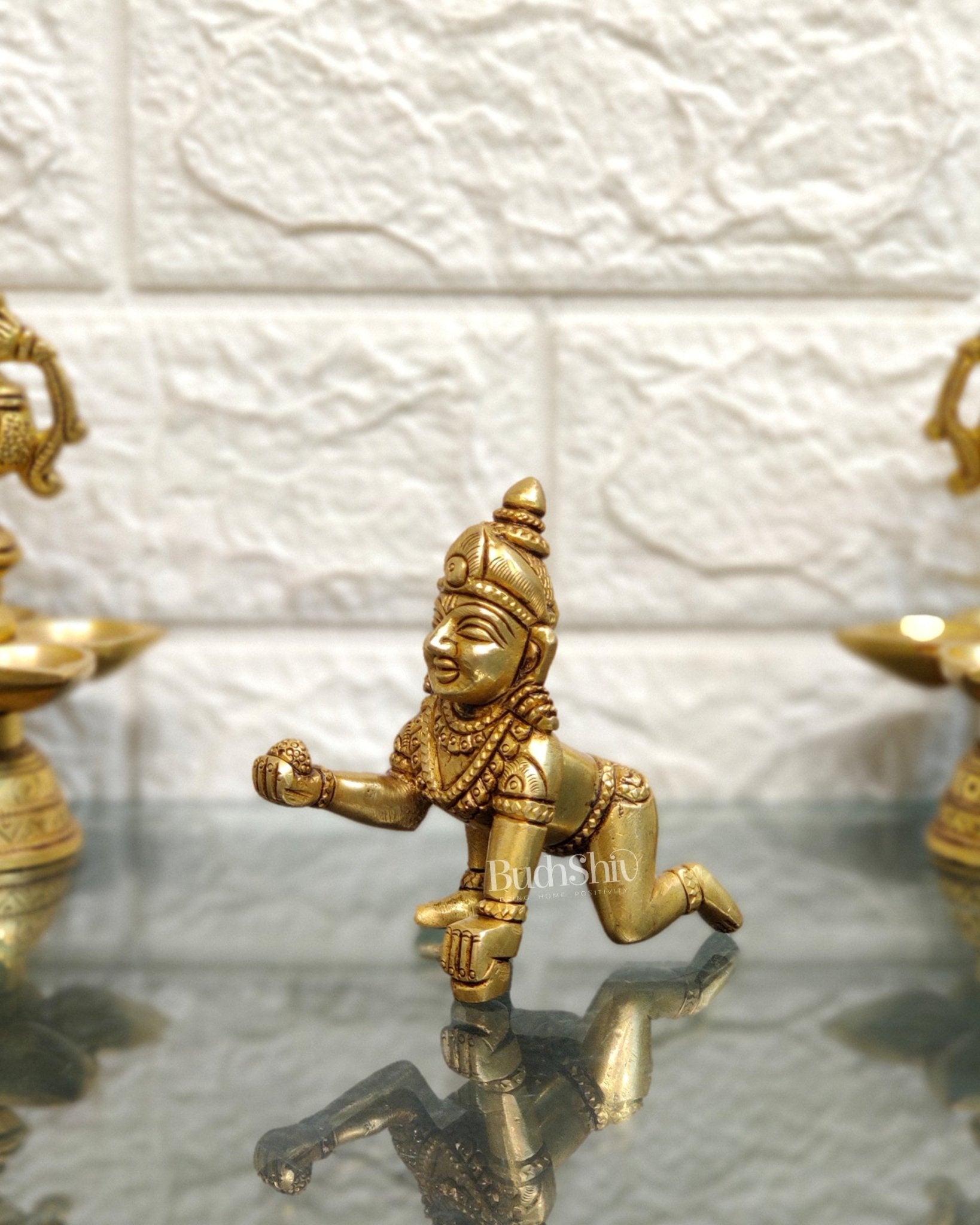 Superfine Brass Ladoo Gopal Krishna Idol | Baby Form | Height 3 inch