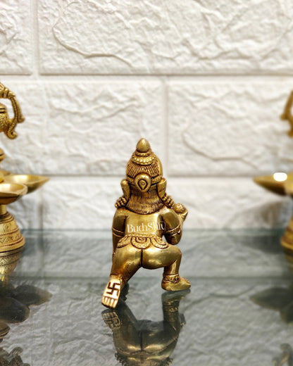 Superfine Brass Ladoo Gopal Krishna Idol | Baby Form | Height 3 inch