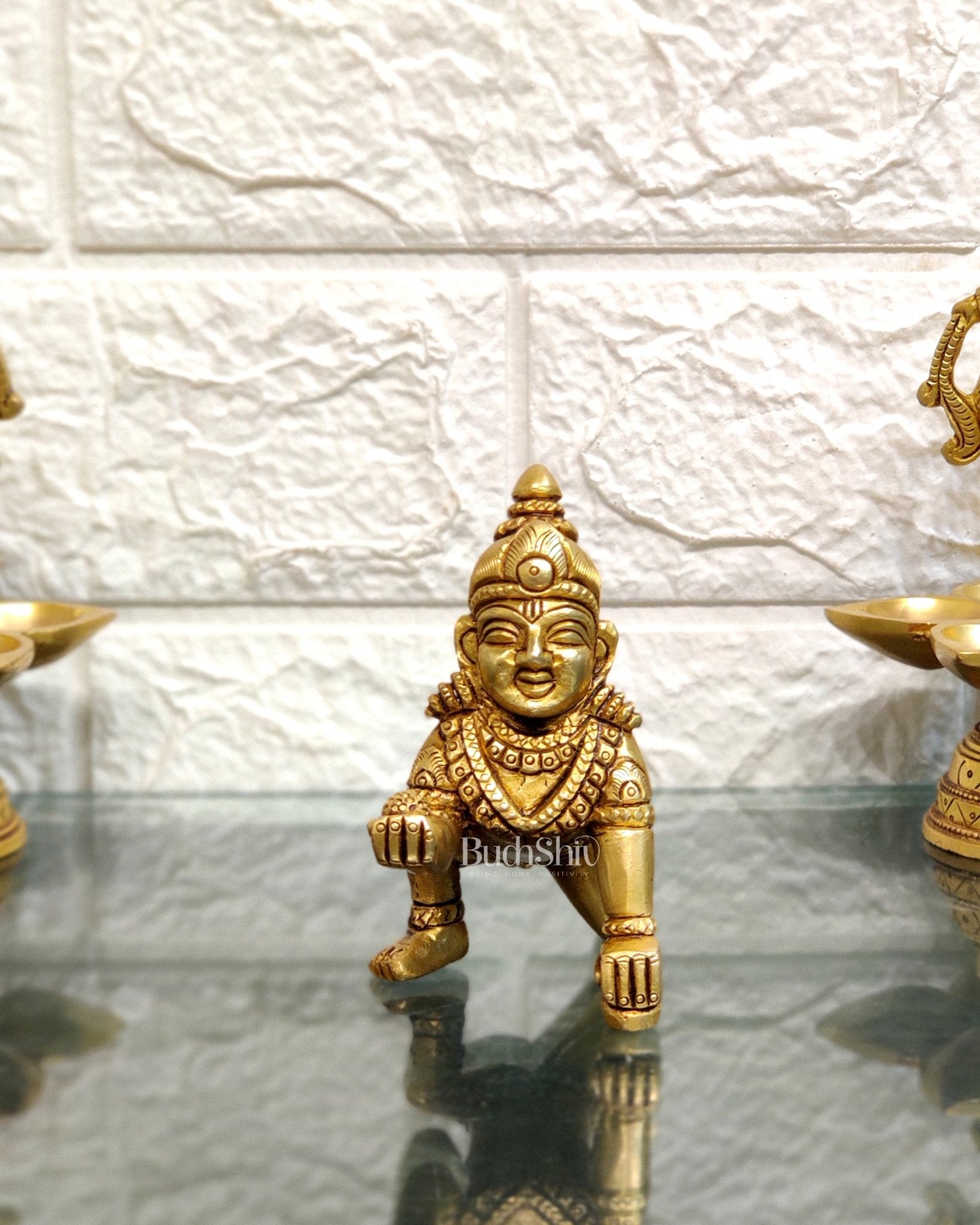 Superfine Brass Ladoo Gopal Krishna Idol | Baby Form | Height 3 inch
