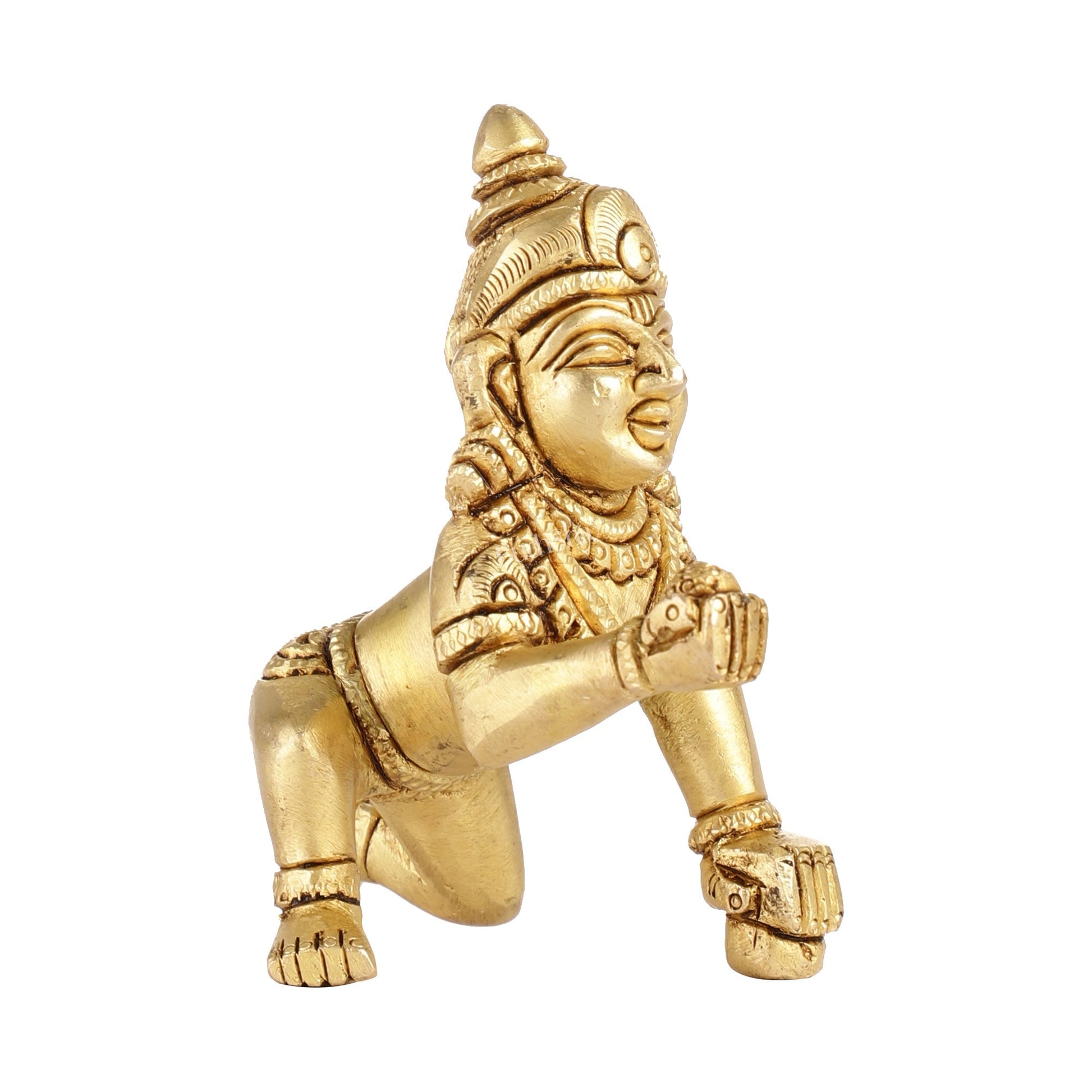 Superfine Brass Ladoo Gopal Krishna Idol | Baby Form | Height 3 Inch