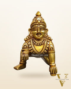 Superfine Brass Ladoo Gopal Krishna Idol | Baby Form | Height 4 Inch