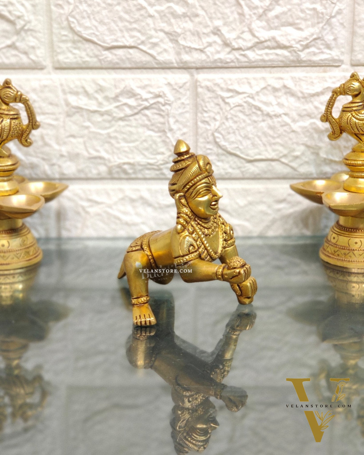Superfine Brass Ladoo Gopal Krishna Idol | Baby Form | Height 4 Inch