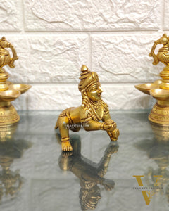 Superfine Brass Ladoo Gopal Krishna Idol | Baby Form | Height 4 Inch