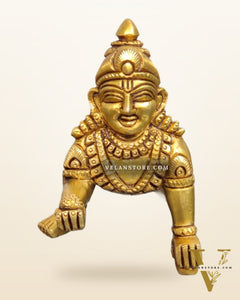 Superfine Brass Ladoo Gopal Krishna Idol | Baby Form | Height 4 Inch