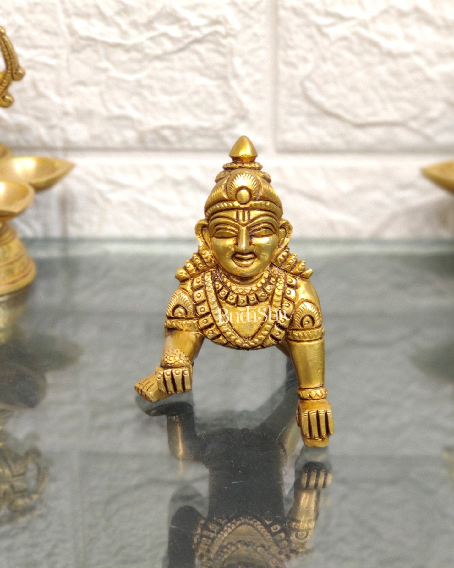 Superfine Brass Ladoo Gopal Krishna Idol | Baby Form | Height 4 Inch