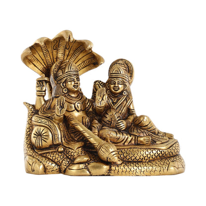 Superfine Brass Vishnu  Narayan lakshmi idol 7"