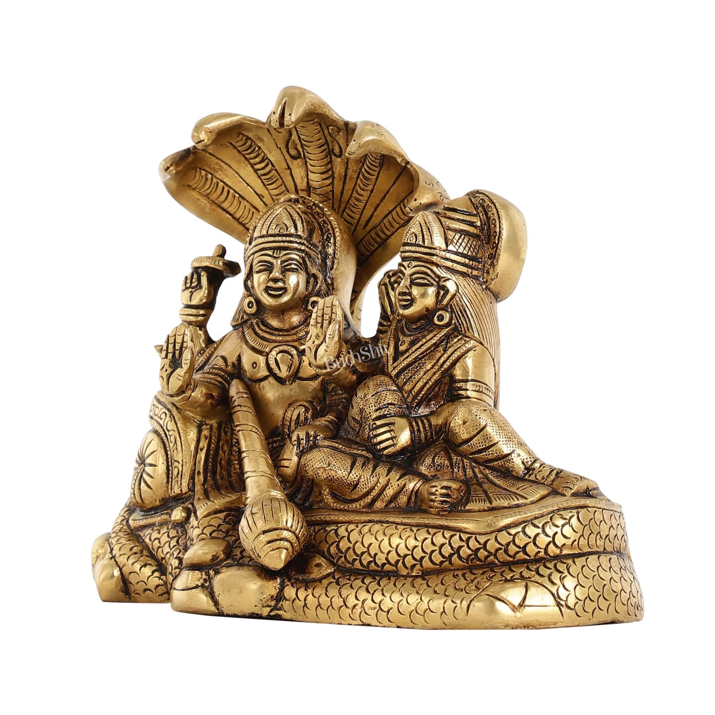 Superfine Brass Vishnu  Narayan lakshmi idol 7"