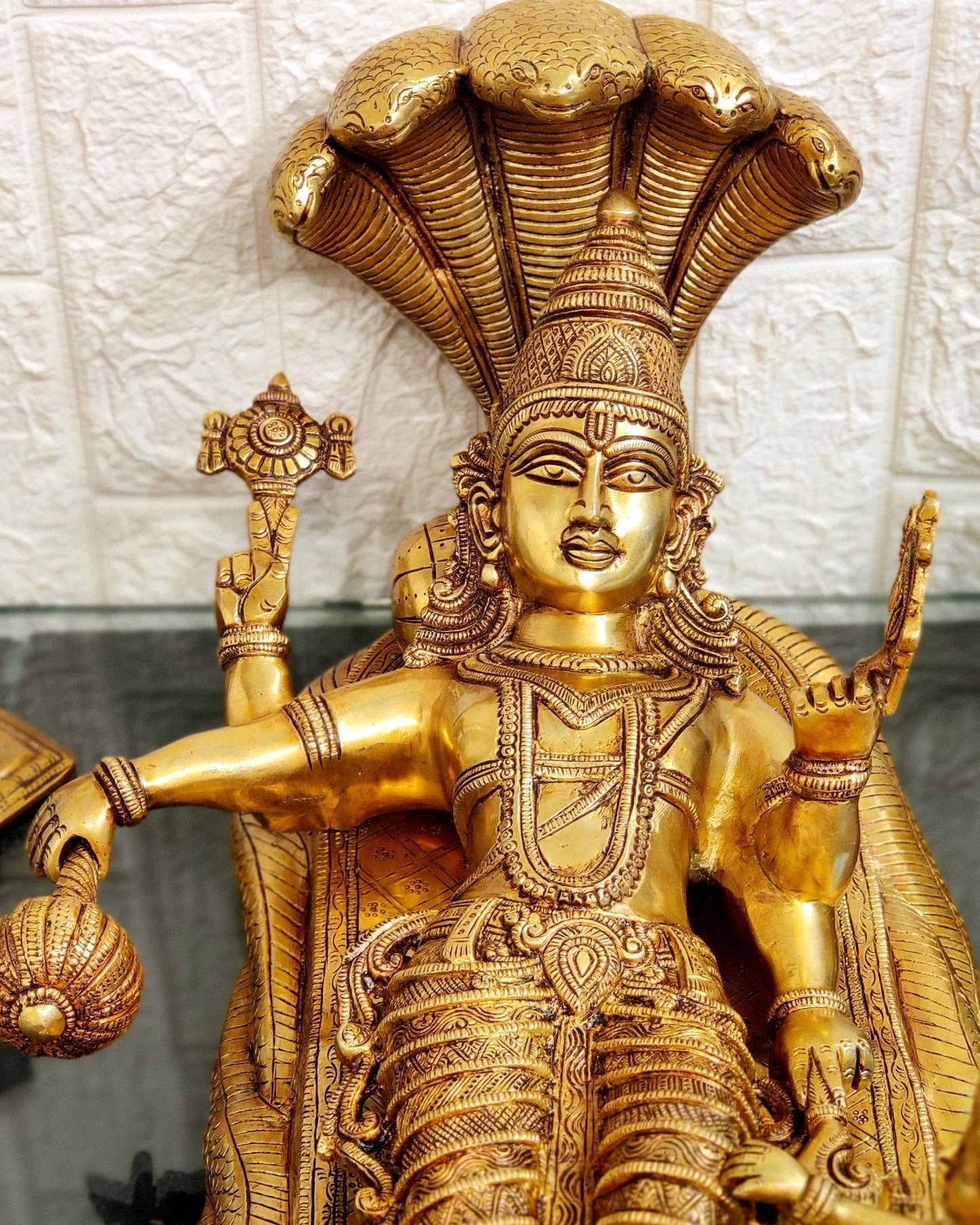 Handcrafted Superfine Brass Lakshmi Narayana Statue - 23 Inch wide