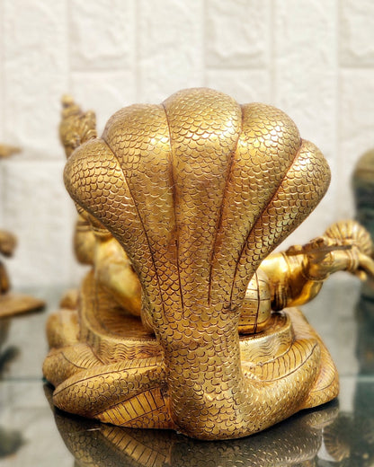 Handcrafted Superfine Brass Lakshmi Narayana Statue - 23 Inch wide