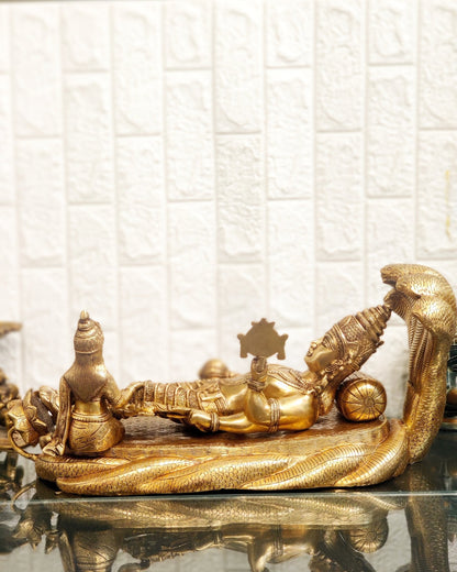 Handcrafted Superfine Brass Lakshmi Narayana Statue - 23 Inch wide