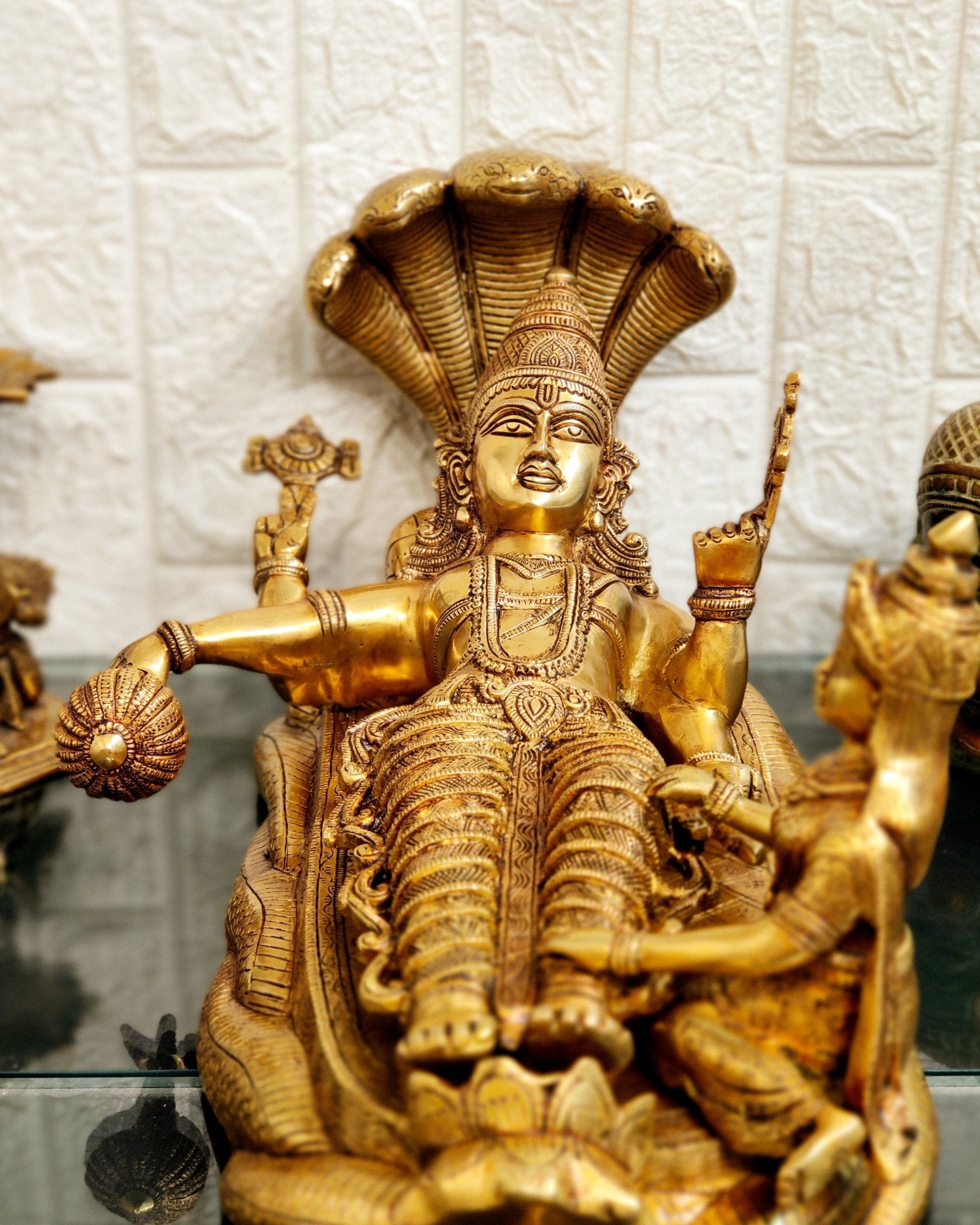 Handcrafted Superfine Brass Lakshmi Narayana Statue - 23 Inch wide