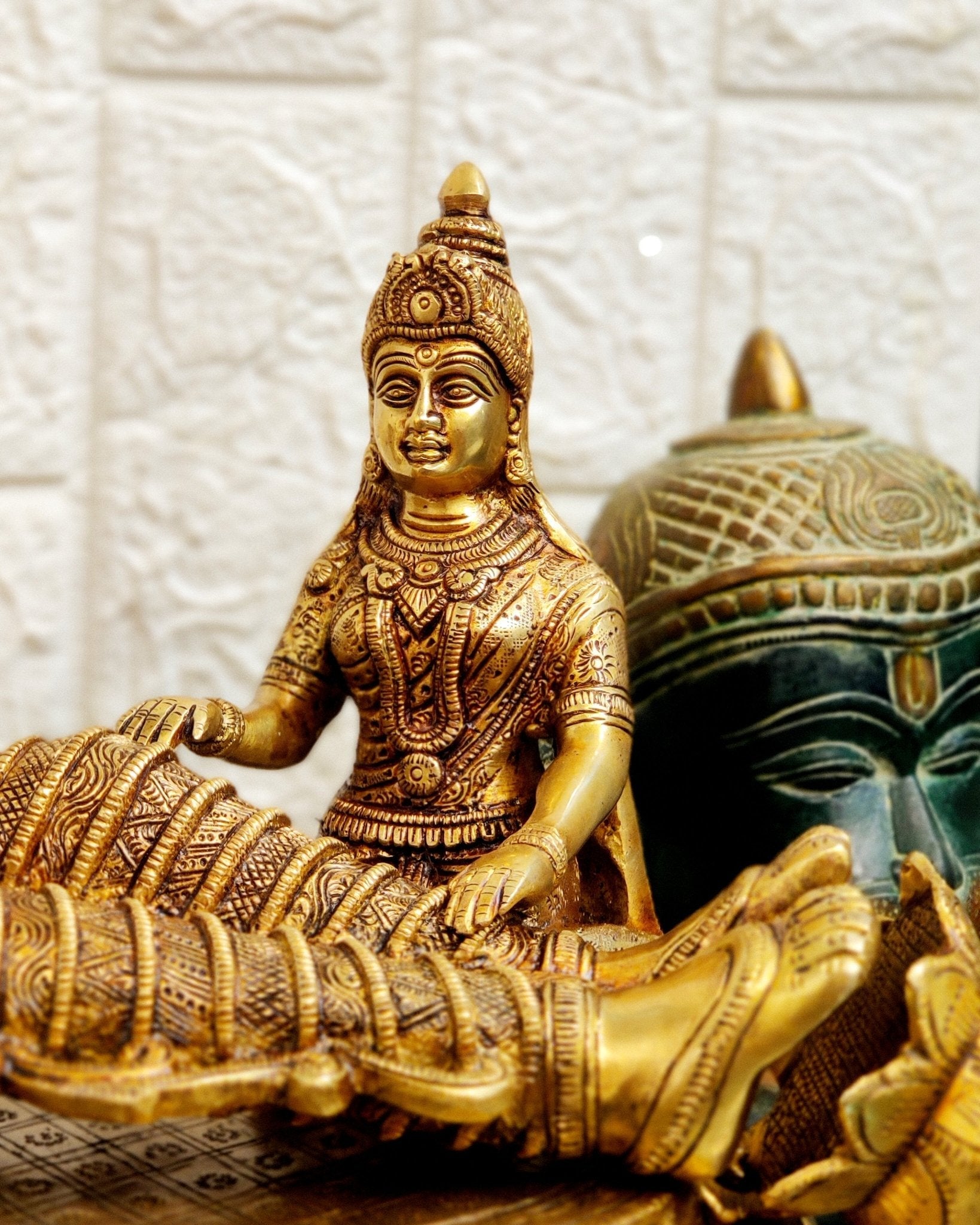Handcrafted Superfine Brass Lakshmi Narayana Statue - 23 Inch wide