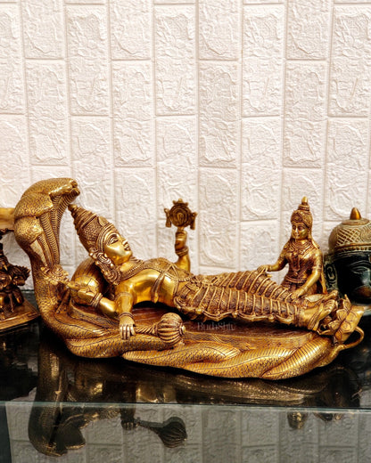 Handcrafted Superfine Brass Lakshmi Narayana Statue - 23 Inch wide