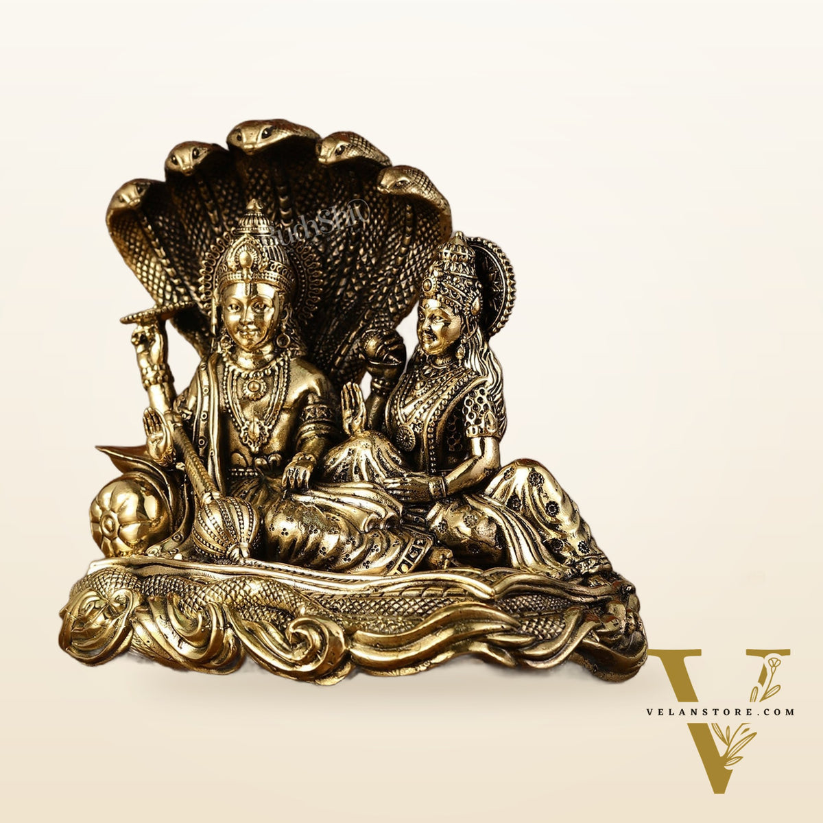 Superfine Brass Lakshmi Narayana Vishnu Idol - 4"