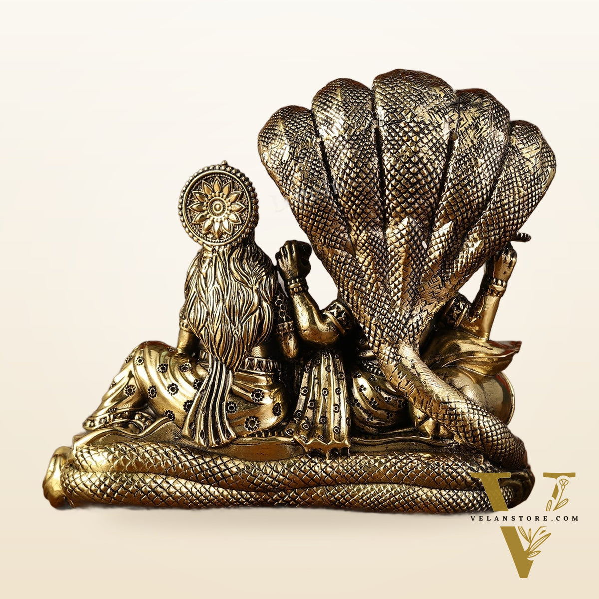 Superfine Brass Lakshmi Narayana Vishnu Idol - 4"
