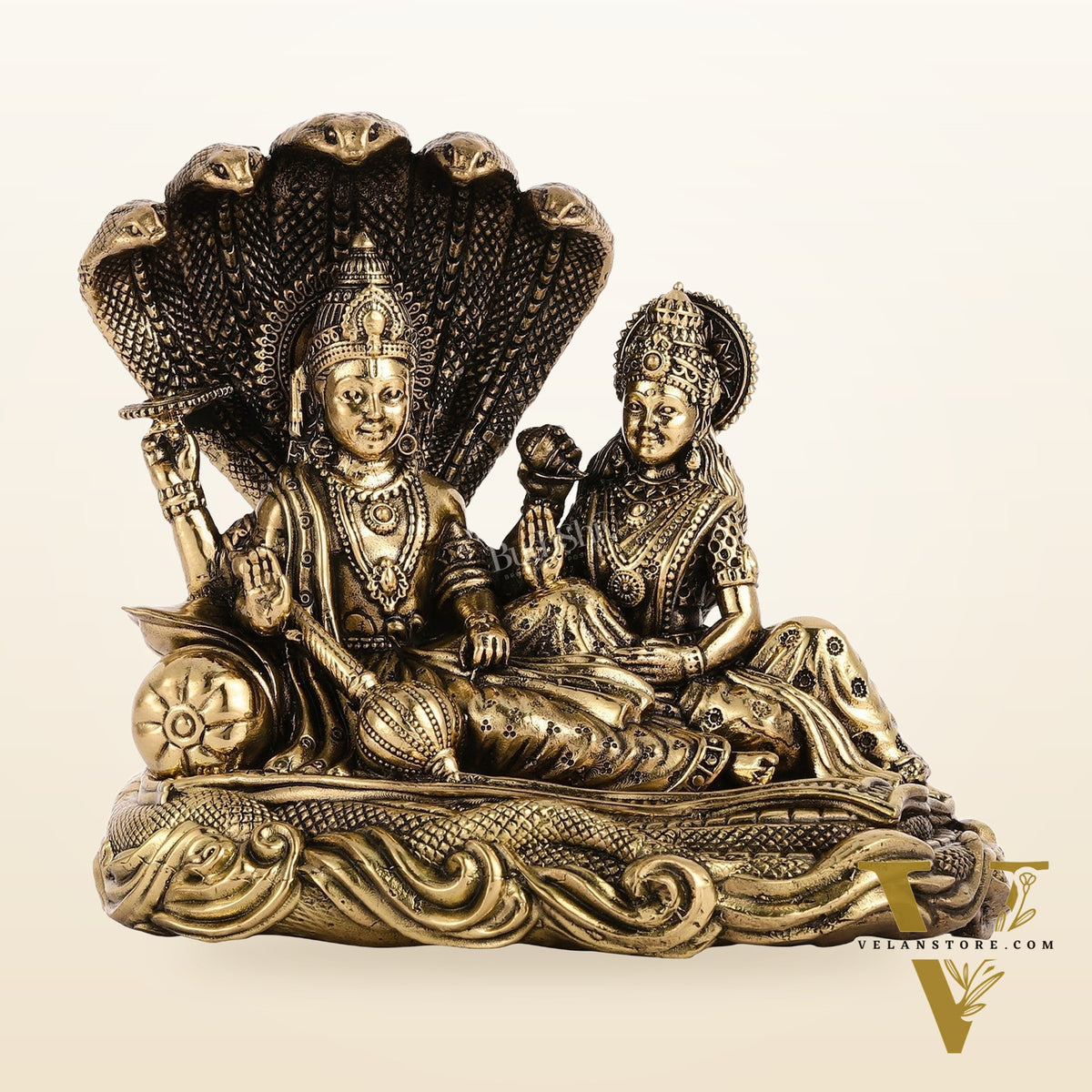 Superfine Brass Lakshmi Narayana Vishnu Idol - 4"