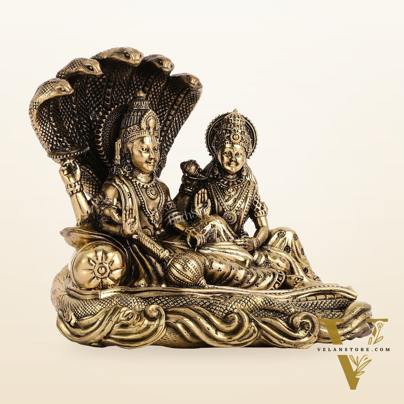Superfine Brass Lakshmi Narayana Vishnu Idol - 4"