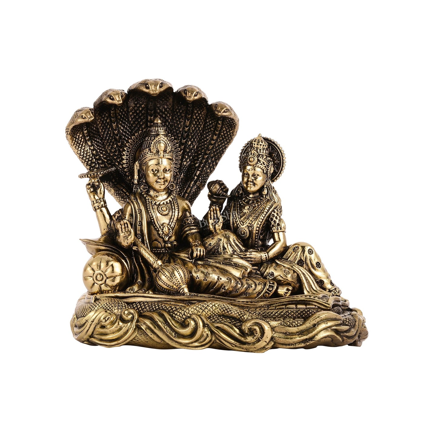 Superfine Brass Lakshmi Narayana Vishnu Idol - 4"