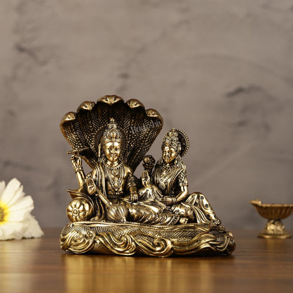 Superfine Brass Lakshmi Narayana Vishnu Idol - 4"