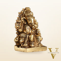 Superfine Brass lal bagh ka raja Ganesha Idol | Height 3.5 inch
