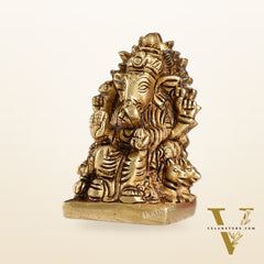 Superfine Brass lal bagh ka raja Ganesha Idol | Height 3.5 inch