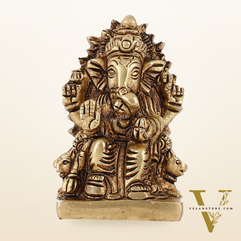 Superfine Brass lal bagh ka raja Ganesha Idol | Height 3.5 inch