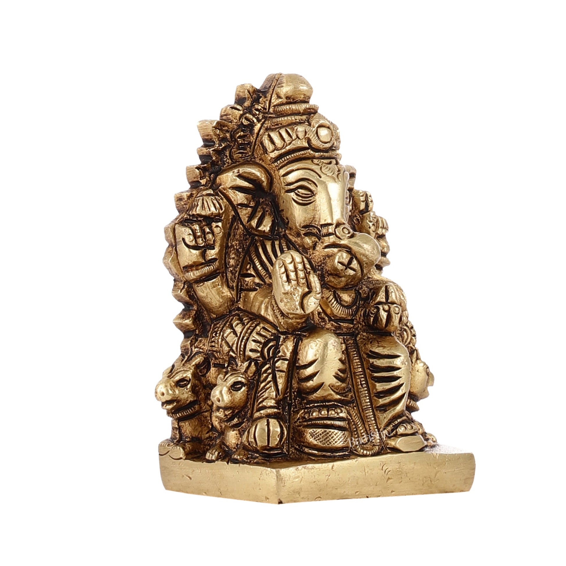 Superfine Brass lal bagh ka raja Ganesha Idol | Height 3.5 inch