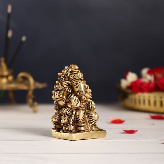 Superfine Brass lal bagh ka raja Ganesha Idol | Height 3.5 inch