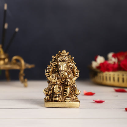 Superfine Brass lal bagh ka raja Ganesha Idol | Height 3.5 inch