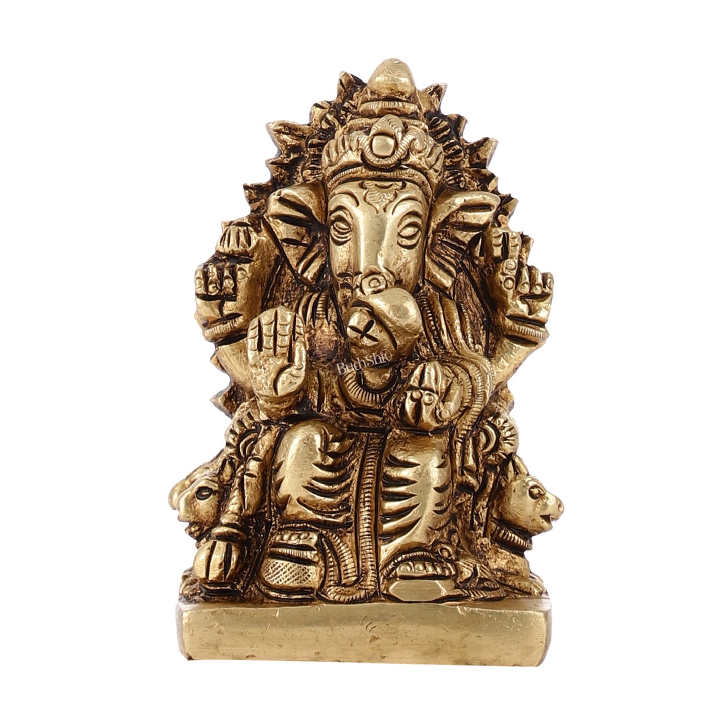 Superfine Brass lal bagh ka raja Ganesha Idol | Height 3.5 inch